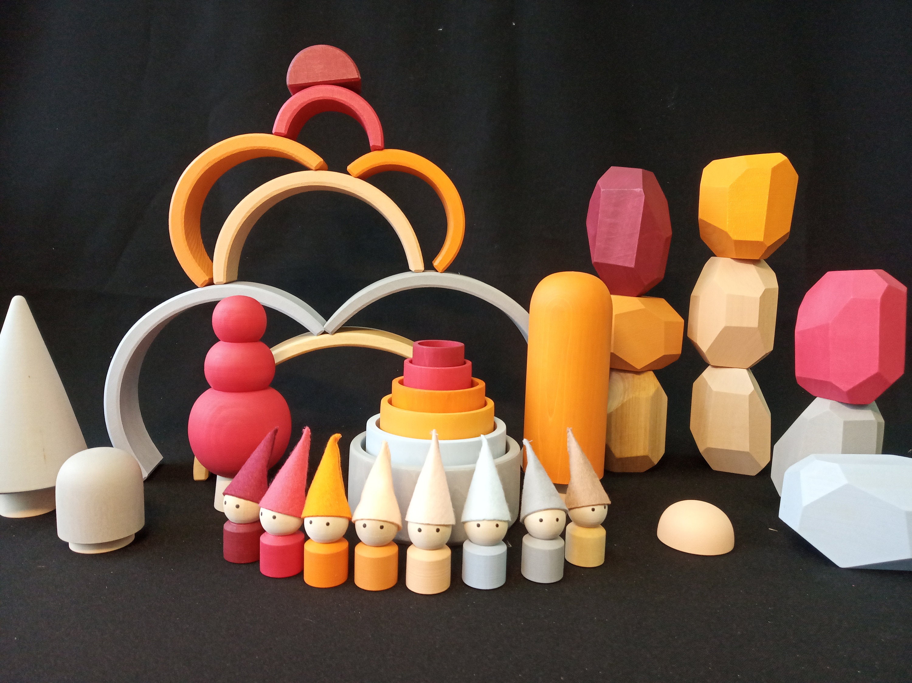 Juguete de apilamiento arco iris neutro de madera apilador | Etsy