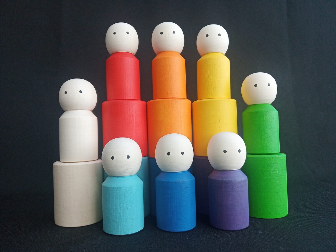 Montessori Color Matching Peg Dolls in Cups Little People Etsy