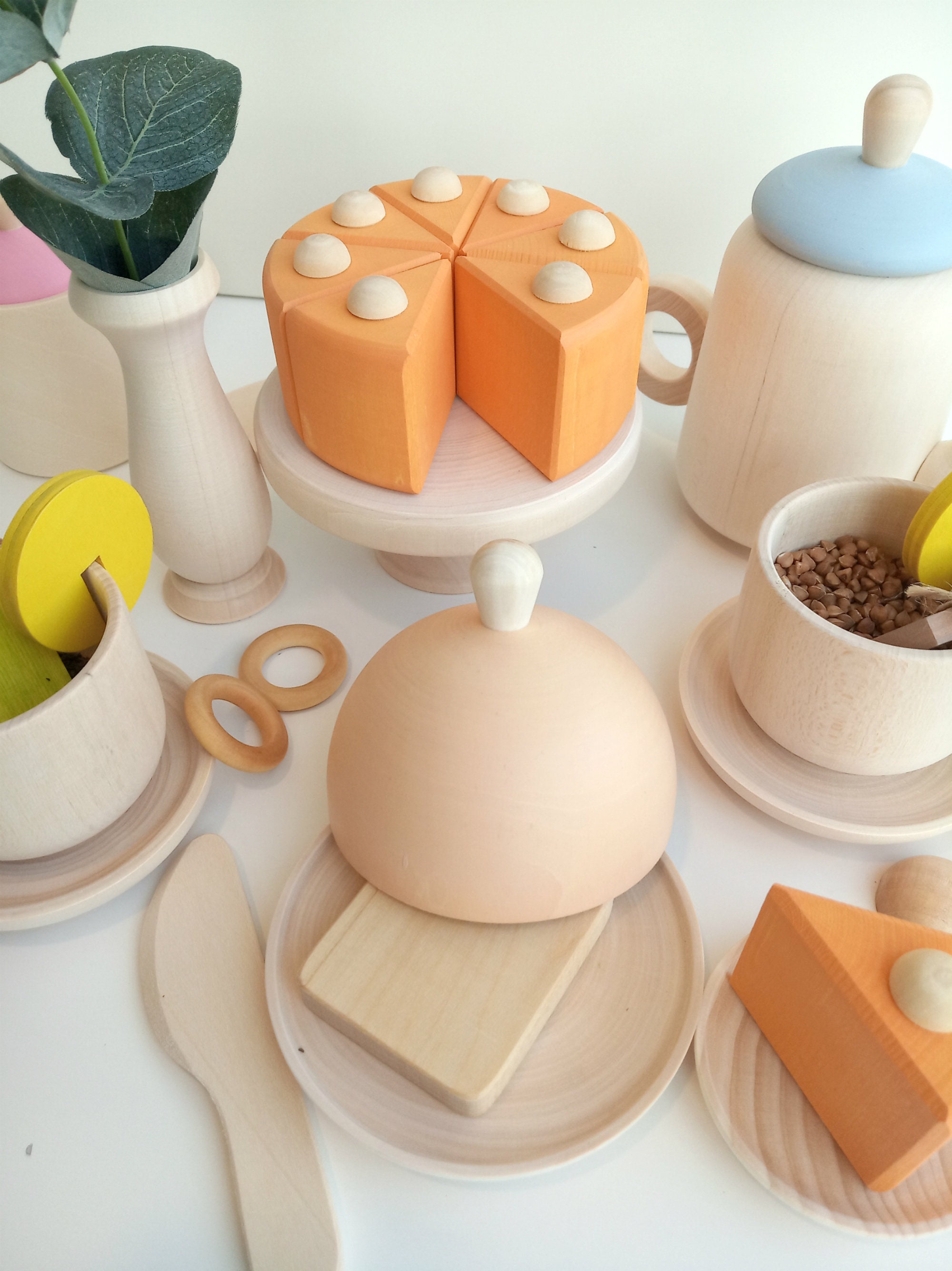 Wooden Tea Set for Playing Wooden Toy Tea Set Kids Wooden Etsy