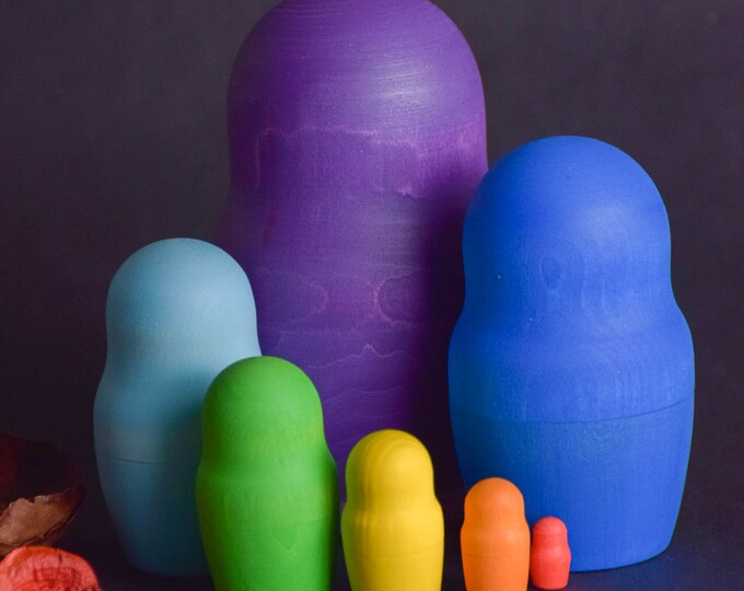 Rainbow Matryoshka Nesting Dolls 7 Pcs., Wooden Matryoshka, Babushka