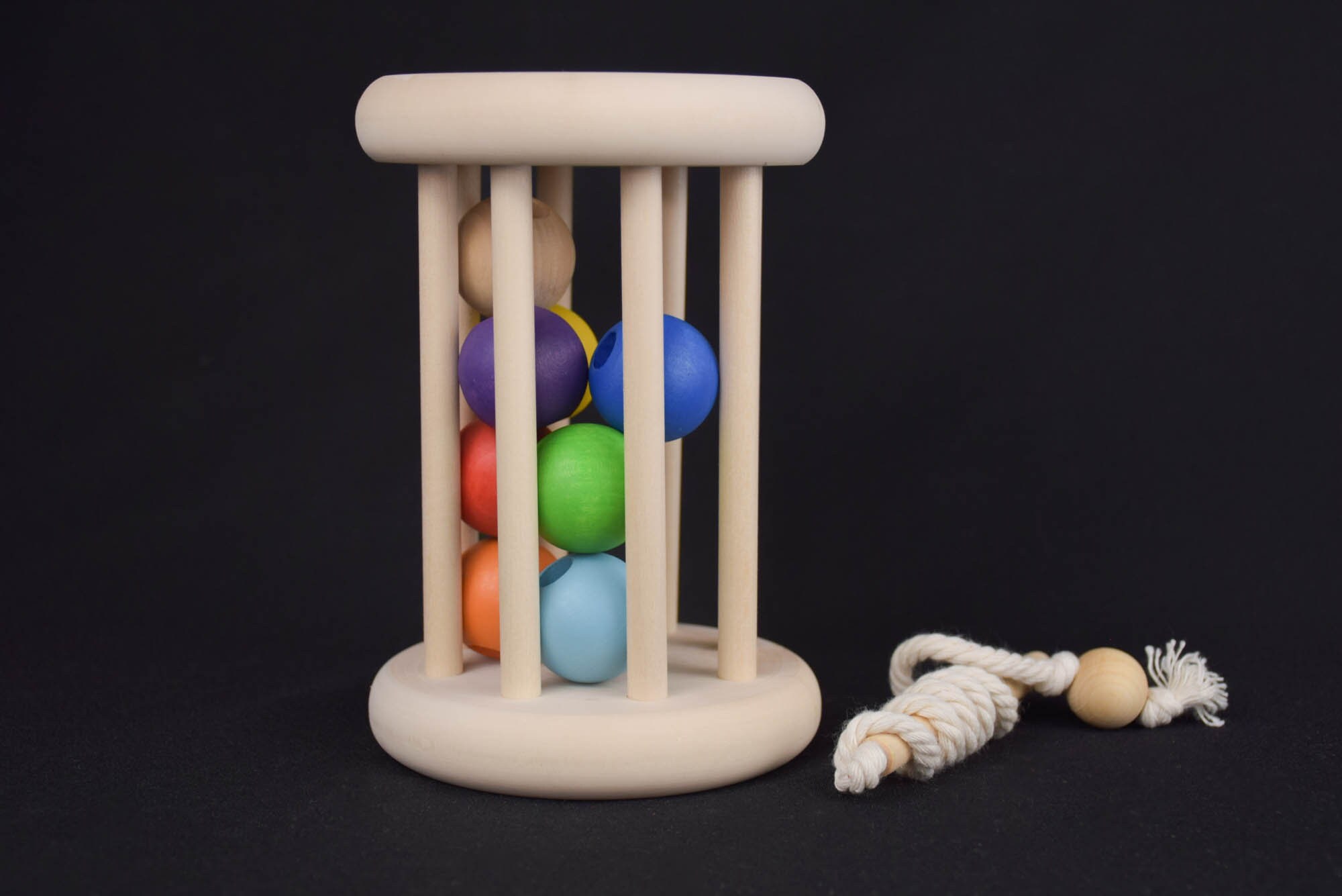 Montessori Ball Cylinder Rolling ball toy Wooden baby rattle Etsy
