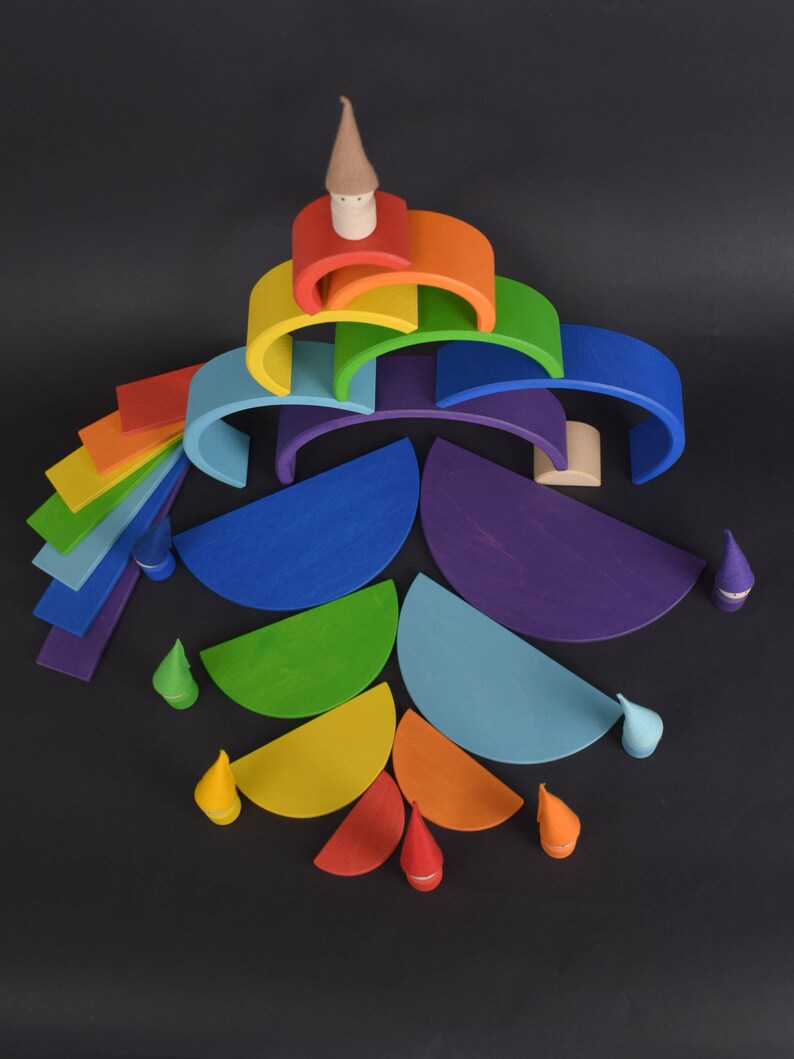 Wooden Rainbow Stacking Toy Set of 30 Pcs. Rainbow Etsy