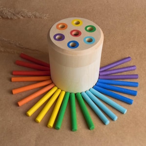 Matchstick Color Drop Sorter Toy Baby Development Learning Game Montessori Rainbow Educational Wooden Toy for Toddler Birthday Gift for Kid