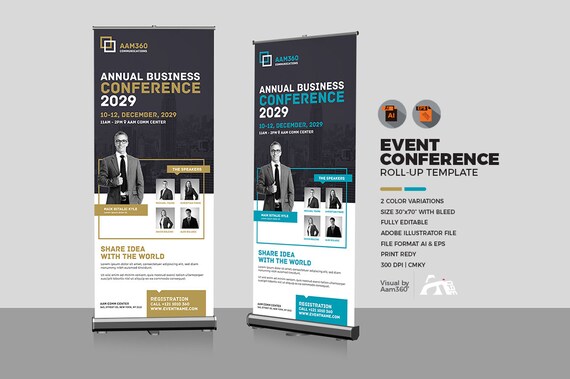 Roll Up Banner Conference Rollup Banner Annual Event Etsy