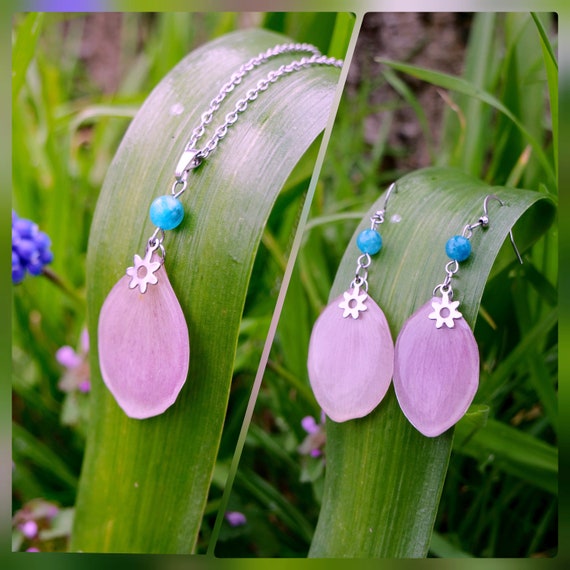 Necklace and Earrings available Without Set delicate Enchantment Nature Jewelry Japanese Anemone Enchanting Jewelry Flower Petal Etsy