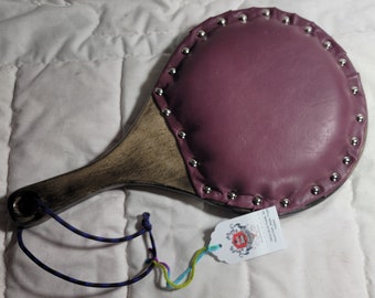 PRO4100-04 Paddle, 9in Round Dark_Maple, Purple Padded