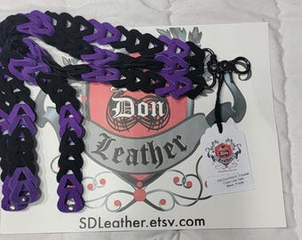 FACCL6143-01 3 Suede Chain Link Tails - Black_Purple