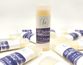 Unscented Lip Balm | Long Lasting Chapstick Made With Natural Oils, Beeswax, & Vitamin E | Hydrating and Moisturizing Lip Care Product