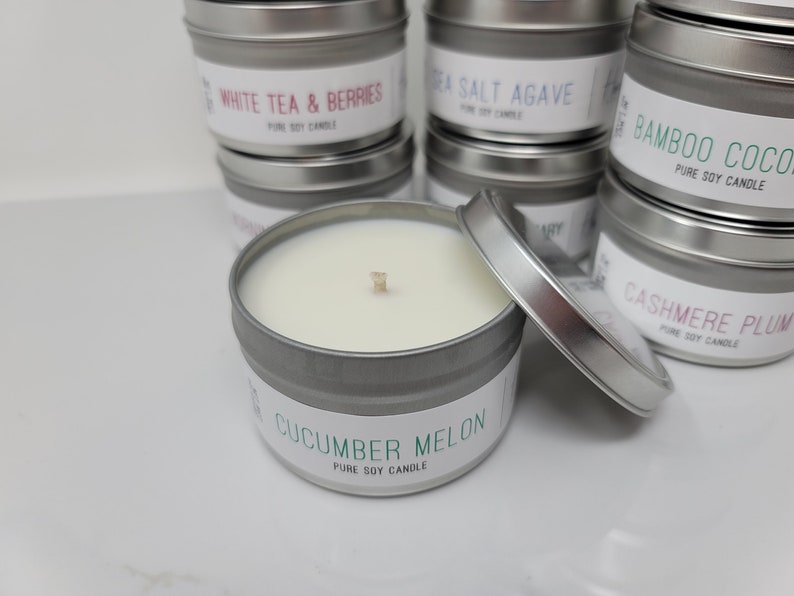 Bulk Mini Candle Party Favors 2 Oz Tin Soy Candle Gifts for Weddings