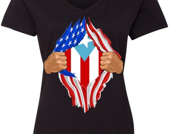 Puerto Rico and USA Flag Shirt