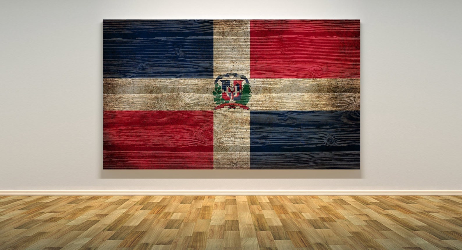 Vintage Dominican Republic Flag Wall Art Decor Canvas Etsy