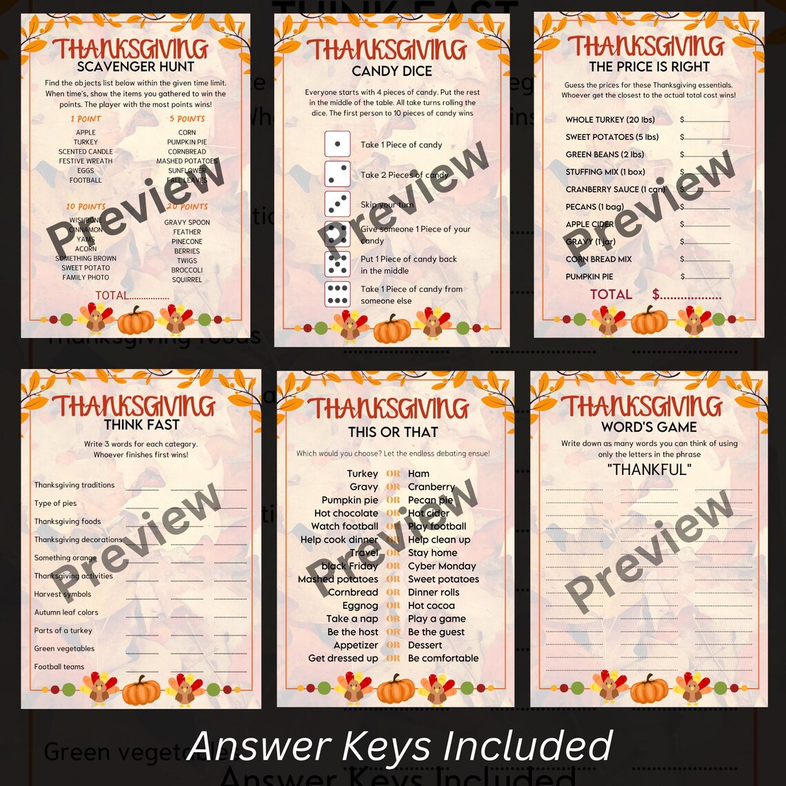 Thanksgiving Games Printable Thanksgiving Kid Games Thanksgiving Games ...
