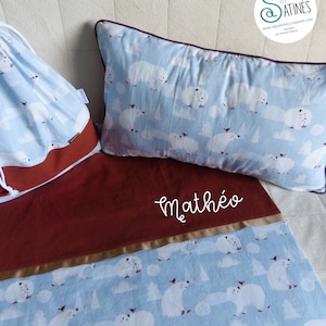 Kit rentrée Maternelle Sieste Ours polaire - personnalisable prénom