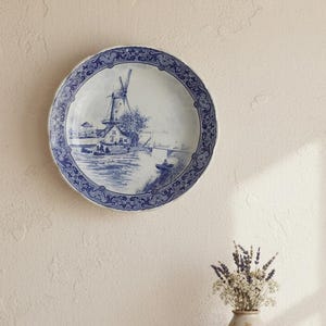 Delfter Keramik Teller mit Windmühle - Original Delft Blau-Weiß Ø 30 cm
