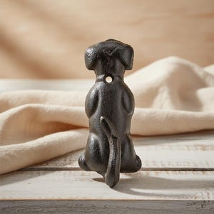 Wandhaken Hund Gusseisen - Dekorativer Garderobenhaken Braun Landhausstil