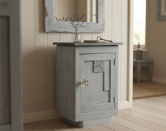 Nachttisch Shabby Chic Grau – Beistelltisch oder Flurschrank aus Massivholz