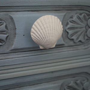 schelpvormige meubelknop, wit - maritieme ladehandgreep, landelijke stijl