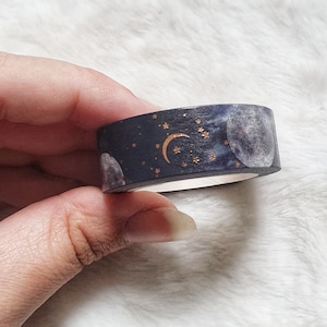 Vollrolle - Moon Washi Tape, Sterne, Milchstraße, Himmlisch, Foiled Washi Tape, Maskierungsband, Planer Dekoration, Bullet Journal, Aquarell
