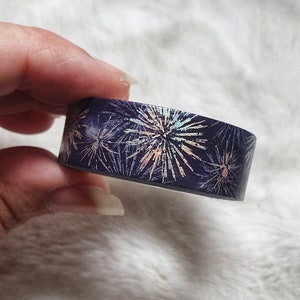 Volledige rol - Vuurwerk washi tape, Vreugdevuur, Nieuwjaar, Foiled washi, Masking tape, Planner decoratie, Bullet journal, Bujo, Scrapbook levering