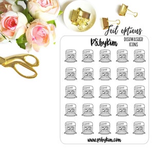 Vaatwasser - planner icon stickers, Foiled planner stickers, Foiled iconen, Afwas, Duidelijke sticker, Functionele planning, Reinigingssticker