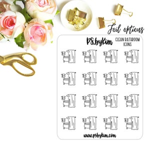Schone badkamer - planner icon stickers, Foiled planner stickers, Foiled iconen, Douche, Bad bad, Cleaning stickers, Functionele planner