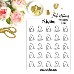 Stofzuigen - planner icon stickers, Foiled planner stickers, Foiled iconen, Cleaning stickers, Vacuum, House chores, Functionele planning