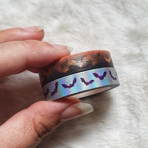 Volle Rolle - Bats Washi Tape, Halloween, Foiled Washi, Masking Tape, Planer Dekoration, Bullet Journal, Bujo, Notizbuch, Scrapbook Zubehör