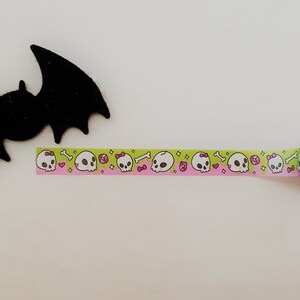 60cm / 24 "sample - Schedel washi tape, Halloween, Skinny washi tape, Planner decoratie, Journal accessoires, Bujo benodigdheden, Fox en Cactus