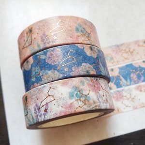 Full rolls - Celestial washi tape, Sterne, Natur, Galaxie, Florales Masking Tape, Foiled Washi, Planer Dekoration, Journal Accessoires, Bujo