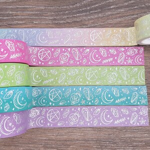 Campione 60cm / 24 "- Pastel witchy vibes washi tape, Boho celestial, Lunar, Foiled, Fox and Cactus washi, Planner decoration, Journal, Bujo