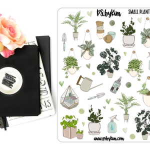 Pegatinas de plantas de interior, Hoja de pegatinas de dama de planta, Jardinería, Planificador feliz, Diario de balas, Diario, Álbum de recortes, Decorativo, Bujo, Cuaderno