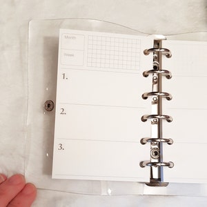 Recambio de agenda semanal de bolsillo sin fecha: tamaño A7, insertos de 6 anillas