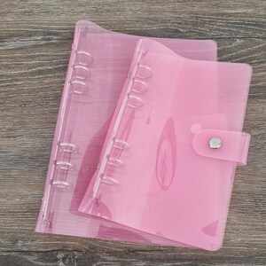 2 tamanhos - Capa para planejador rosa transparente, pasta com 6 argolas, capa para planejador A5, planejador tamanho pessoal, planejador com argolas, planejador Jelly, capa para diário