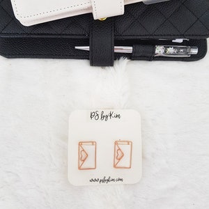 Juego de 2 clips para sobres de oro rosa, clips para correo, clips para planificadores, cartas, accesorios, papelería de oro rosa, Bullet journal, Bujo, diario