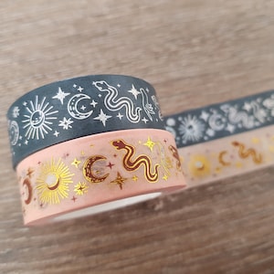 Volle rollen - Occulte washi tape, Witch washi tape, Celestial, Witchy, Foiled washi tape, Masking tape, Planner decoratie, Bullet journal