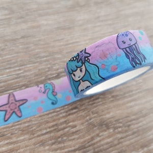 60cm / 24 "monster - Zeemeermin washi tape, Zomer maskering tape, Zee, Oceaan, Planner decoratie, Journal accessoire, Bullet journal, Scrapbook