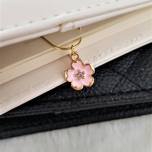 Clip penzolante per fiori rosa, Charm per planner di fiori di ciliegio, Graffetta a goccia, Segnalibro, Decorazione planner, Accessorio diario, Sakura