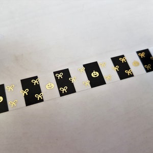 60cm / 24 "sample - Pompoen washi tape, Strik, Halloween washi, Gestreepte masking tape, Zwart en wit, Verijdeld, Planner decoratie