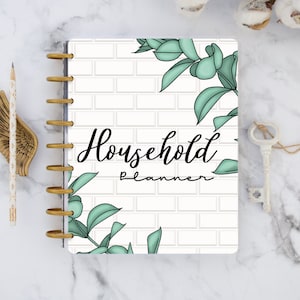 Haushaltsplaner Cover Set, Homebody, Botanical Happy Planner, für Wochenplaner, Planner mit Einband, Laminierte Hülle, Mini hp, Ringbindung