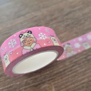 60cm / 24 "monster - IJsbeer washi tape, Leuk meisje, Winter, Roze masking tape, Planner decoratie, Journal accessoires, Verijdeld, Bujo