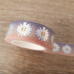 Volledige rol - Daisy washi tape, Floral, Nature, Flower masking tape, Planner decoratie, Journal accessoires, Masking tape, Scrapbook supplies