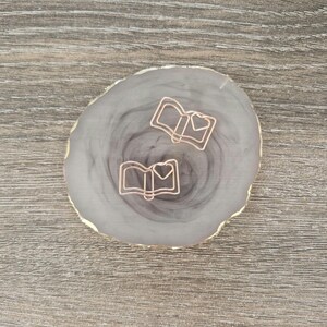 Conjunto de 2 clipes de papel para livros em ouro rosa, clipe de papel para correspondência, clipe de planejador, carta, acessório, papelaria em ouro rosa, diário com marcadores, rastreador de leitura