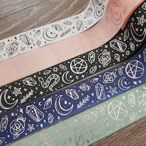 60cm / 24"sample - Witchy vibes washi tape, Boho hemels, Lunar, Foiled, Fox en Cactus washi, Planner decoratie, Journal accessoires