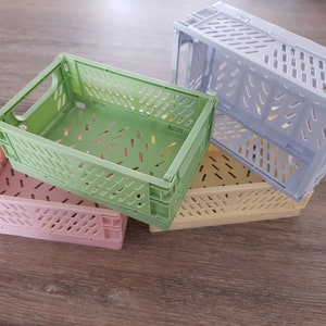 Mini storage crate, Washi tape storage box, Stackable folding crate, Stationery organizer, Desk organisation, Washi tape, Plastic, Small
