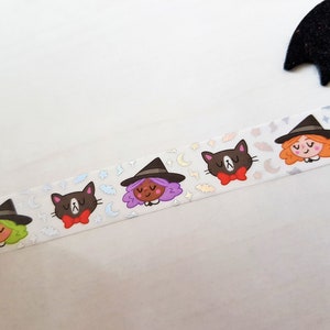 60cm / 24 "monster - Fox en Cactus washi tape, Zwarte kat, Heks, Halloween, Verijdeld, Planner accessoire, Journal, Masking tape, Bujo, benodigdheden