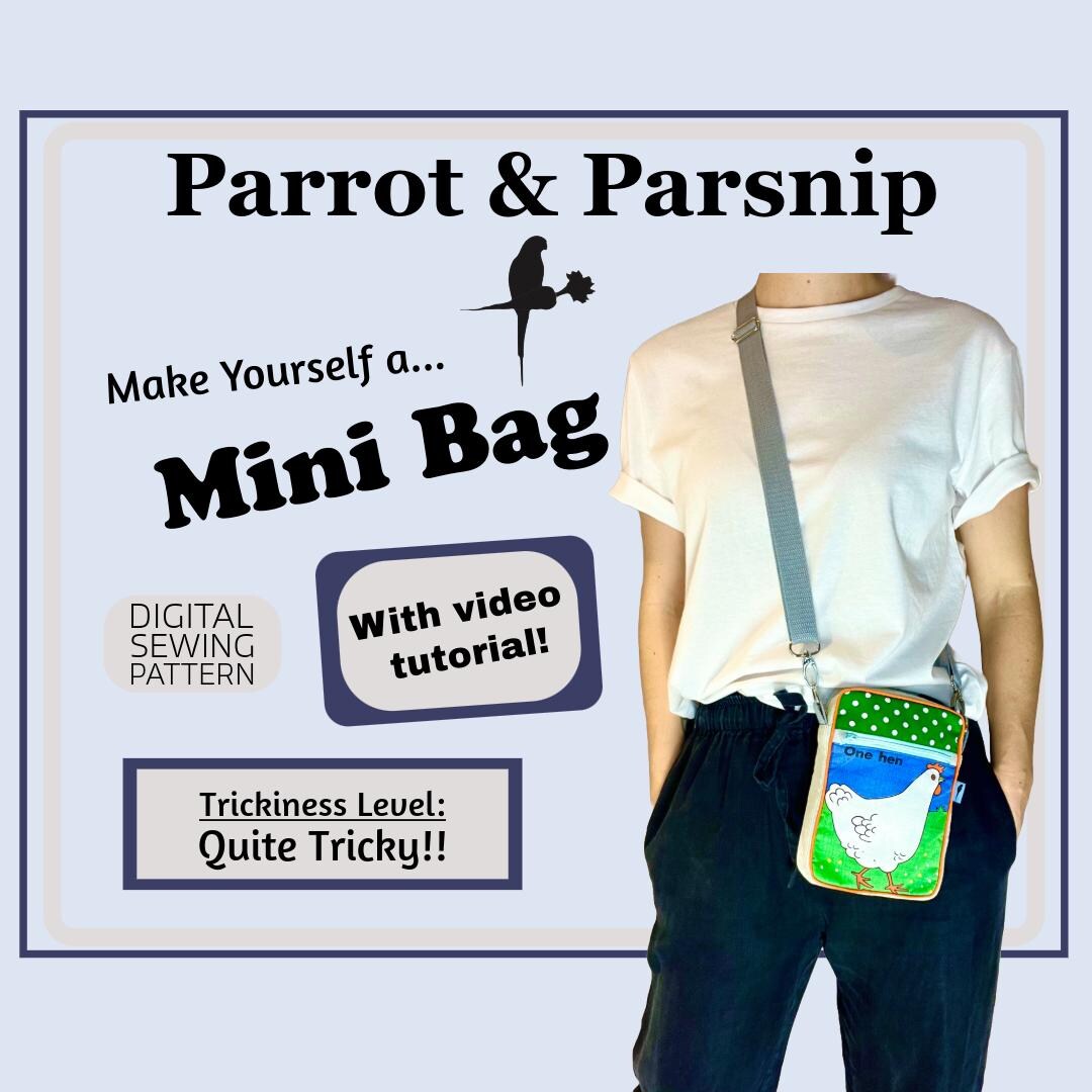 Mini Bag Sewing Pattern, Printable PDF Download, Includes Video