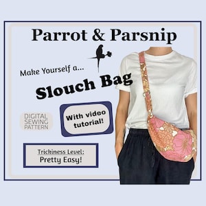 Slouch Bag Schnittmuster, PDF Printable Download, mit Youtube Video Anleitung.