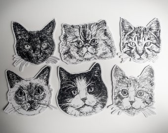 Kitty Cat Scribble Style Stickers / Scrapbook, Planner, Journal, Papercraft / Cat Lover Gifts Zwart en Wit