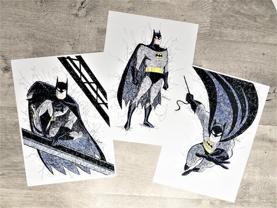 Batman Animated Series Watercolour A4 Scribble Sketch Art - Etsy