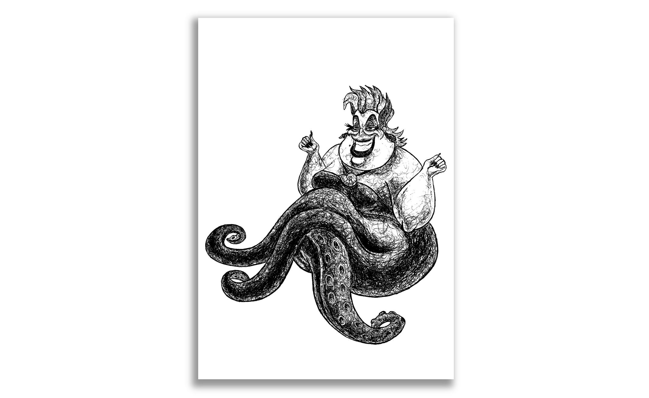 Ursula the Sea Witch Black and White Art Print A4 / the Little | Etsy